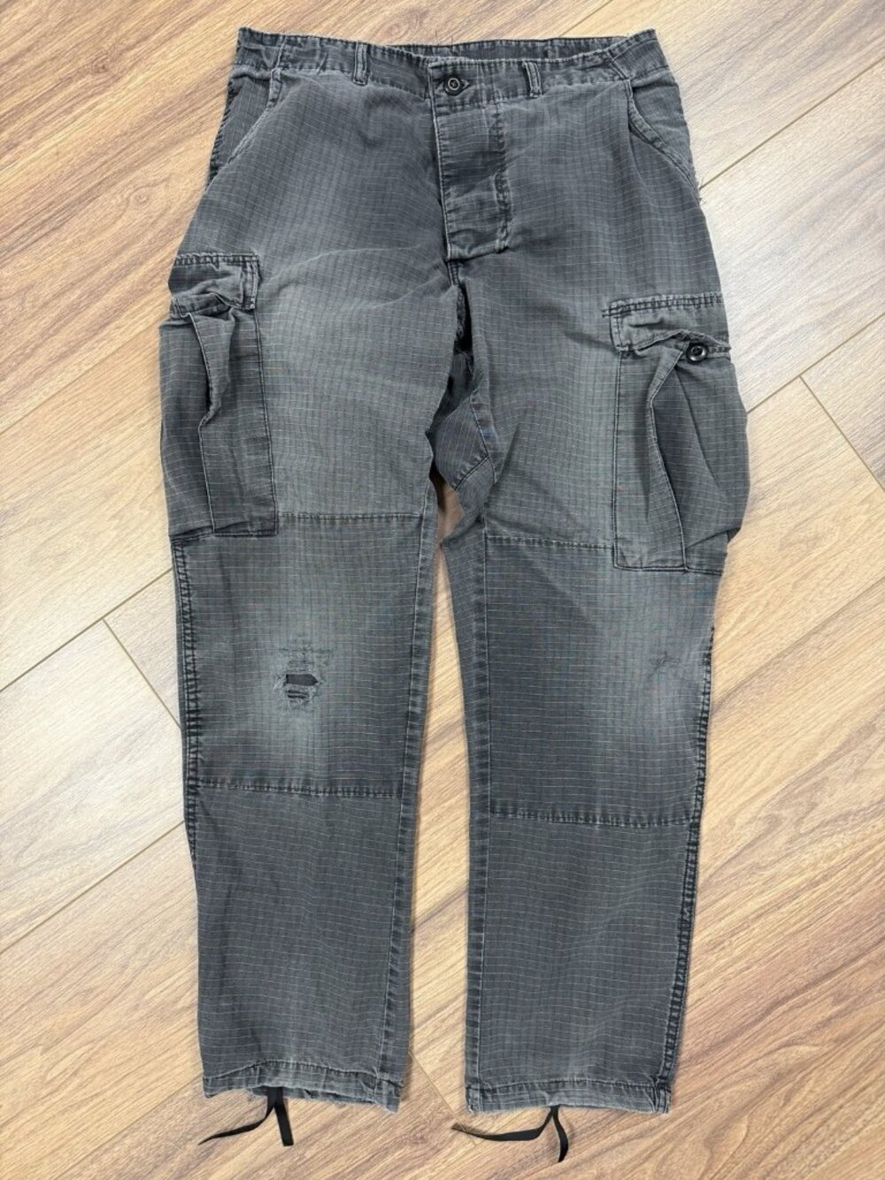 Vintage Military Trouser Cargo Pants Mens Faded Gray Ripstop Medium Regular